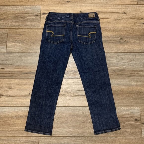 Women's American Eagle Denim Jeans Size 4 Blue Regular Artist Crop Stretch - Picture 2 of 11